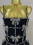 Black Pearl & Crystal Bow Mini Dress