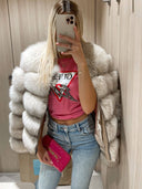 Divine Fox Fur Genuine Leather Jacket