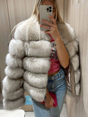 Divine Fox Fur Genuine Leather Jacket