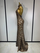 Leopard Luxe Halter Sequin Gown