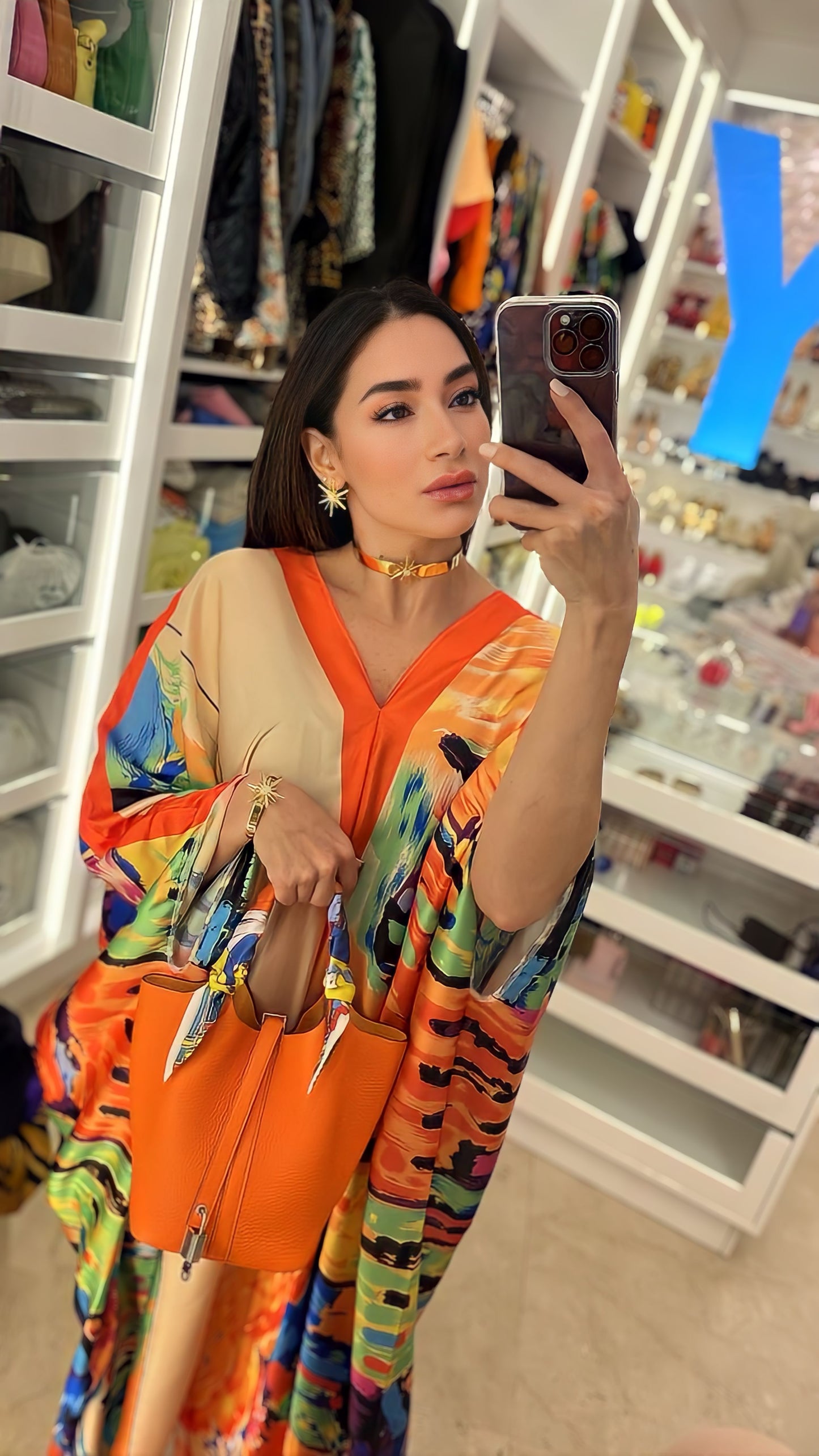 Caftán de Seda en Naranja