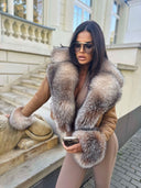 Rania Raccoon Fur Genuine Leather Jacket