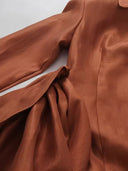 Copper Draped Collar Plunge Midi Dress