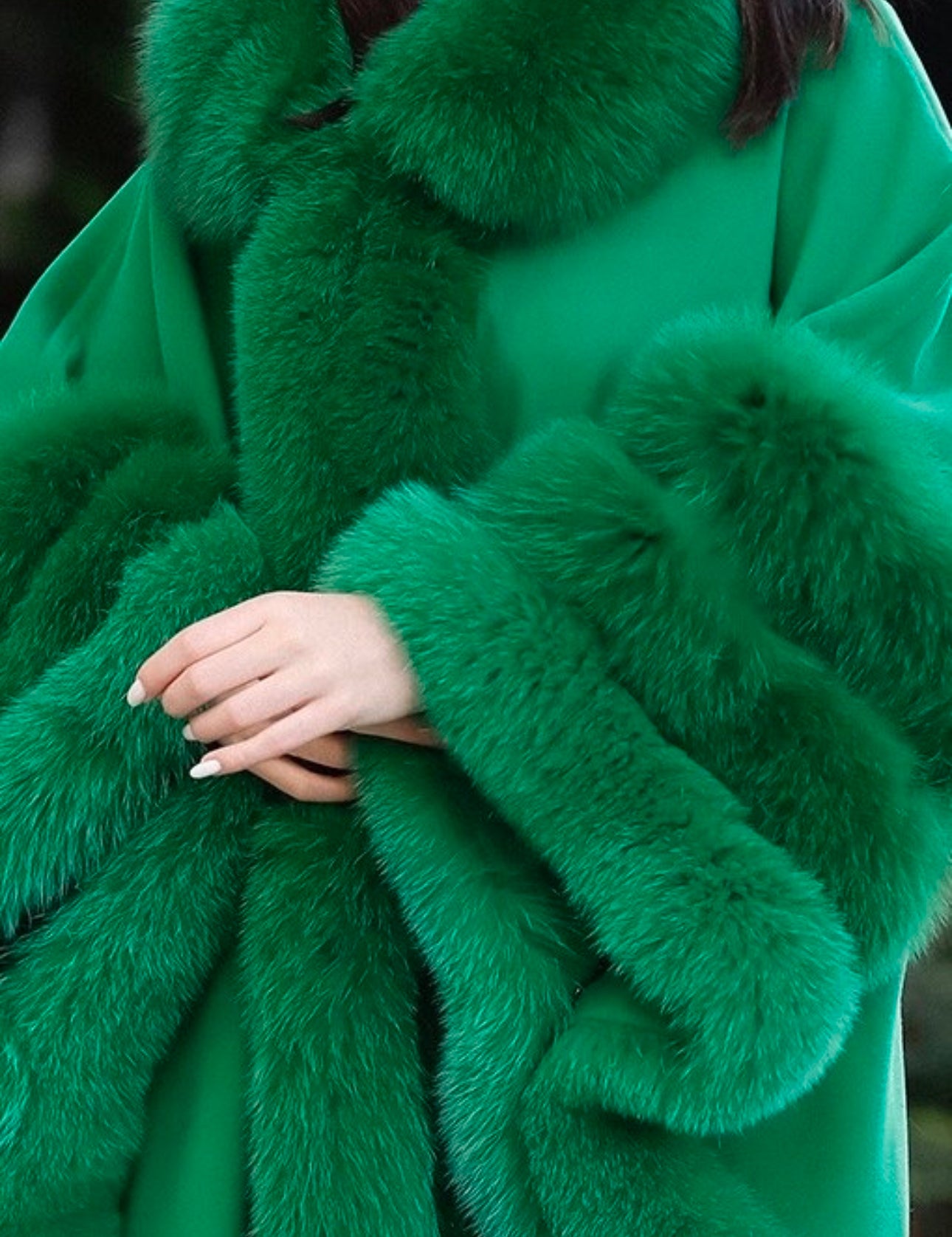 Fox Fur Cashmere Poncho in green