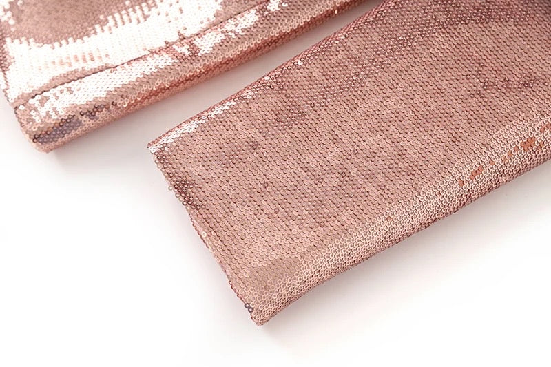 Set da due pezzi con paillettes Larissa color champagne 