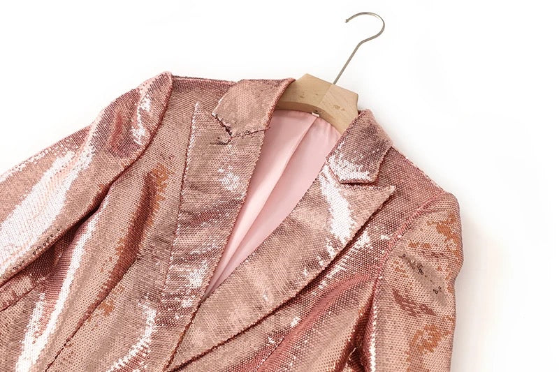 Set da due pezzi con paillettes Larissa color champagne 