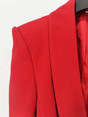 Red two-piece suit, side view