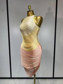 Luxe Ombre Draped Bandage Mini Dress
