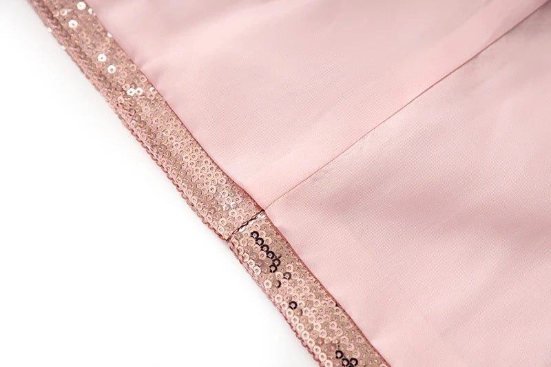 Set da due pezzi con paillettes Larissa color champagne 