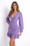 Puff Sleeve Knitted Mini Dress