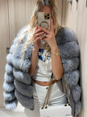Emeralda Fox Fur Genuine Leather Jacket