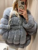 Emeralda Fox Fur Genuine Leather Jacket