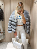 Emeralda Fox Fur Genuine Leather Jacket