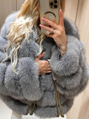 Emeralda Fox Fur Genuine Leather Jacket