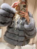 Emeralda Fox Fur Genuine Leather Jacket
