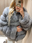 Emeralda Fox Fur Genuine Leather Jacket