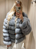 Emeralda Fox Fur Genuine Leather Jacket