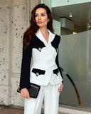 Yara Double-Breasted Blazer in black and white