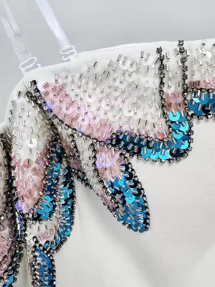 Off-Shoulder Embellished Maxi Dress