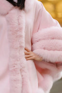 Fox Fur Cashmere Poncho in pink