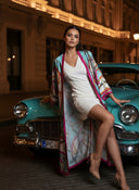 Haifa Printed Silk Abaya