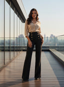 High-Waist Wide-Leg Casual Pants