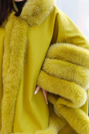 Fox Fur Cashmere Poncho in khaki