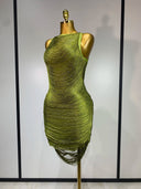 Olive Shimmer Bandage Dress