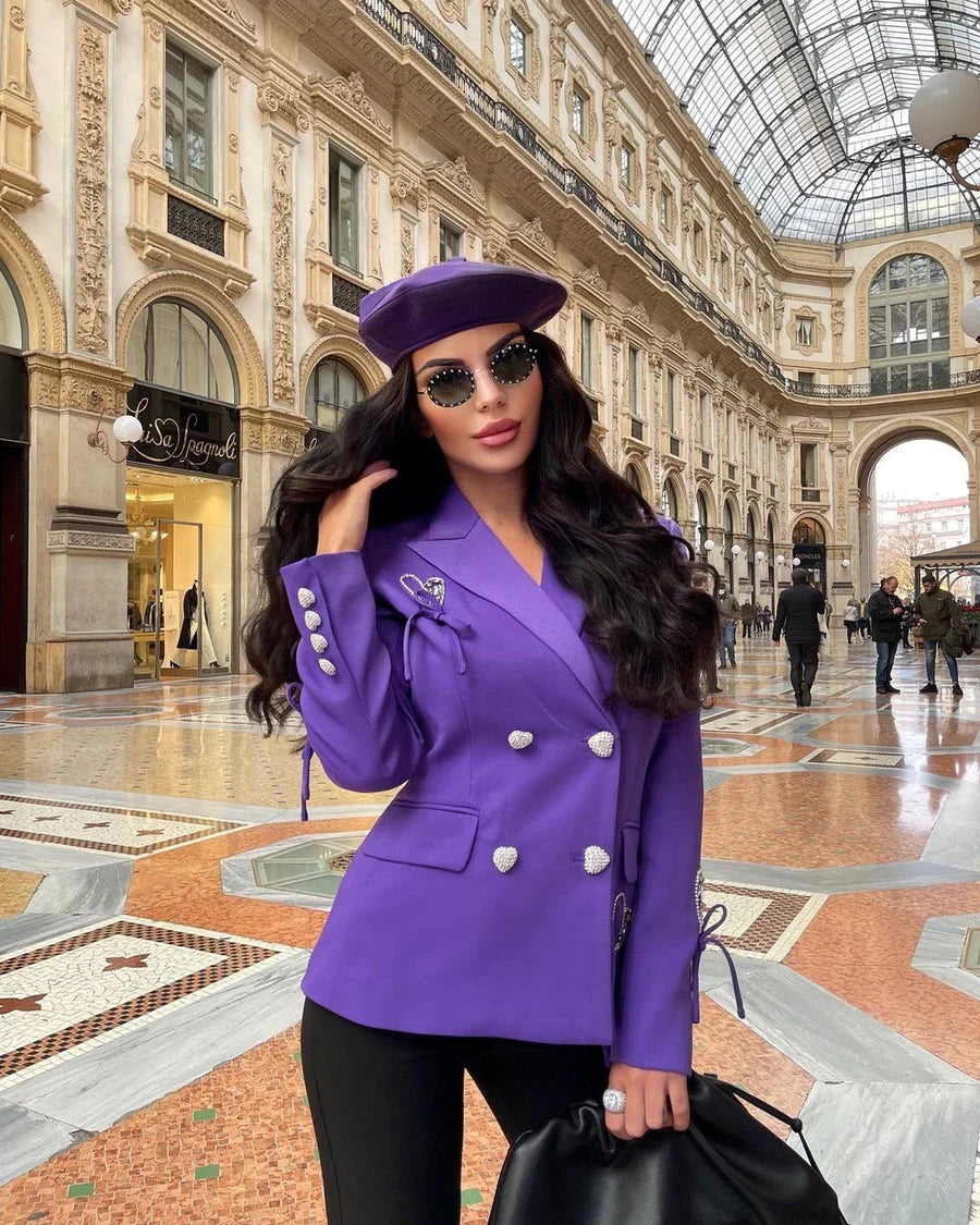 BLAZER DOPPIOPETTO VIOLA CON STRASS 
