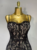 Midnight Lace Bandage Midi Dress