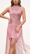 Pink Fringe Bandage Dress