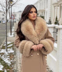 Fox Fur Cashmere Coat in camel