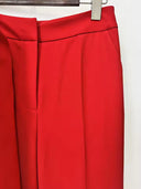 Red tailored blazer and wide-leg trousers set, detail