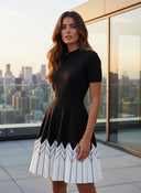 Knitted Round Neck Slim A-Line Dress – Elegant Everyday Fashion