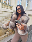 Rania Raccoon Fur Genuine Leather Jacket