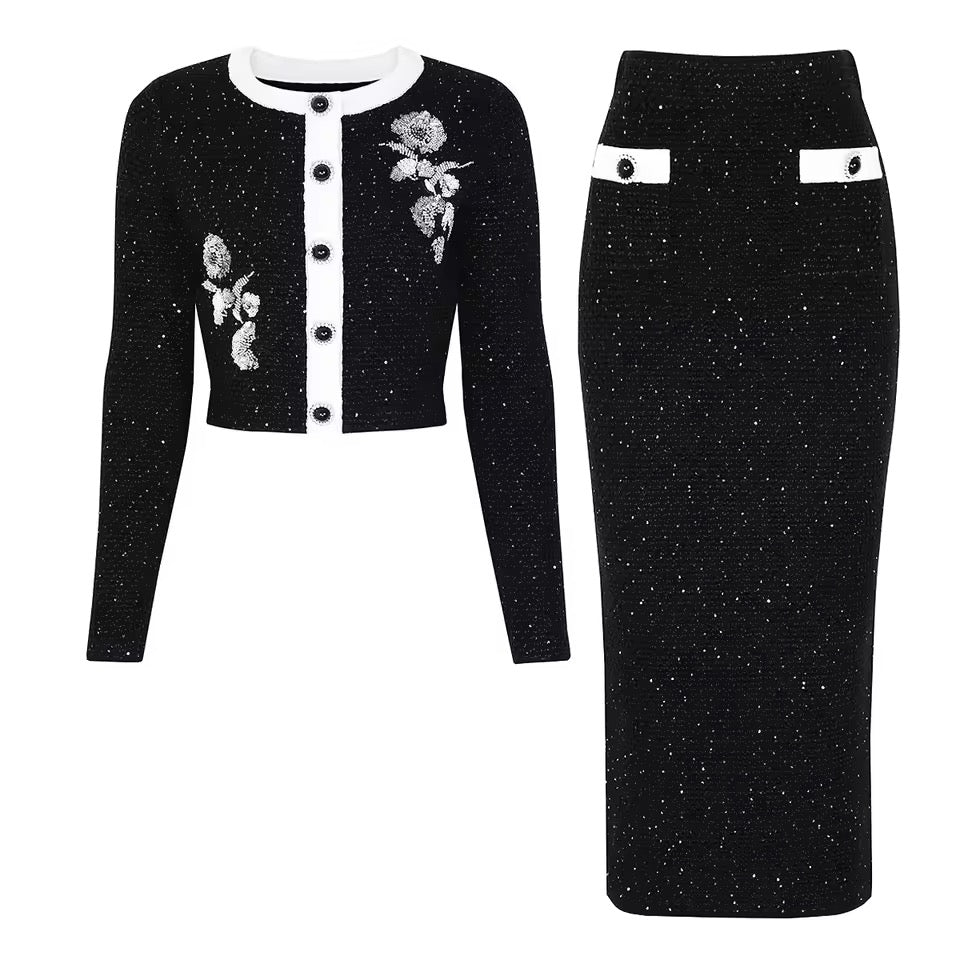 Embellished Knit Two-Piece Set