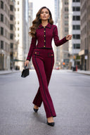 Colorblock Knit Turn-Down Collar Vest and Pants Set