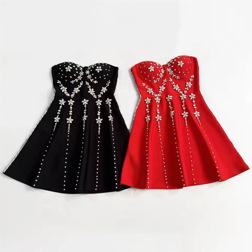Embellished Strapless Bandage Dress