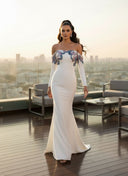 Off-Shoulder Embellished Maxi Dress