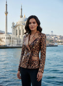 BLAZER CRUZADO DE PIEL LEOPARDO 