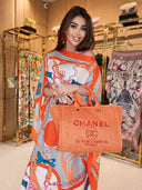 Silk Dress in Orange and Gray