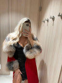 Berry Alpaca Fox Fur Coat