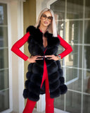 Fox Fur Genuine Leather Vest in black
