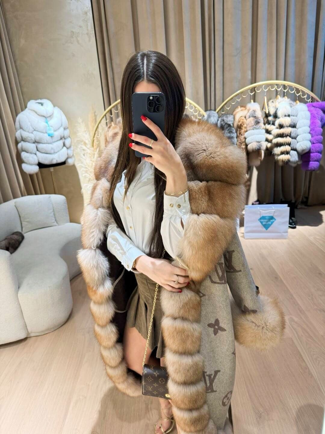 CAPPOTTO IN VERA PELLICCIA DI VOLPE E ALPACA