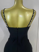 Black Pearl & Crystal Bow Mini Dress