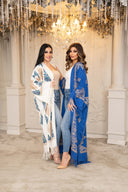 Embroidered Wool Abaya in Blue