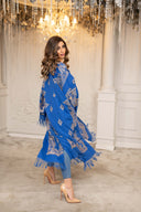 Embroidered Wool Abaya in Blue