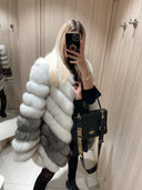 Charming White Fox Fur Jacket 