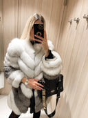 Charming White Fox Fur Jacket 