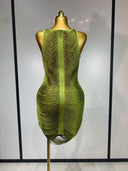 Olive Shimmer Bandage Dress